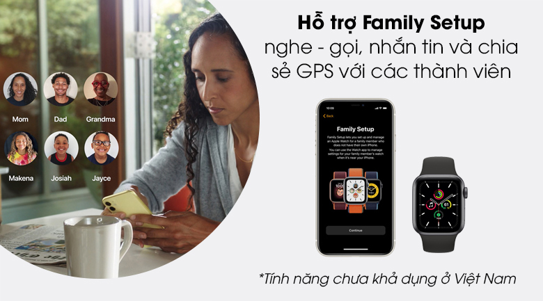 Apple Watch SE 44mm viền nhôm dây cao su giúp gắn kết gia đình thân thiết hơn