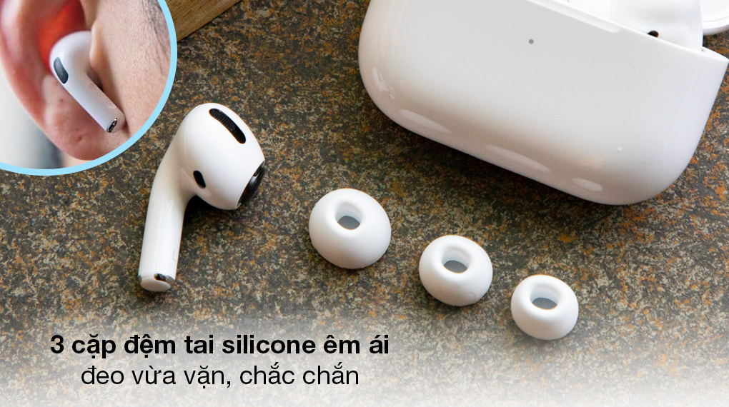 Tai nghe Bluetooth AirPods Pro MagSafe Charge Apple MLWK3 trắng - Kích thước housing nhỏ nhắn đi kèm 3 kích cỡ nút tai