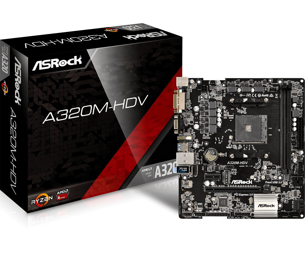 Mainboard Asrock A320M-HDV AM4 Lắp cho CPU AMD