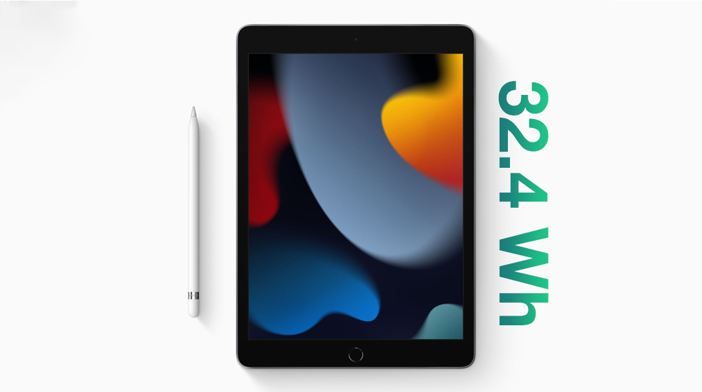 Dung lượng pin 32.4 Wh - iPad 9 WiFi 64GB 