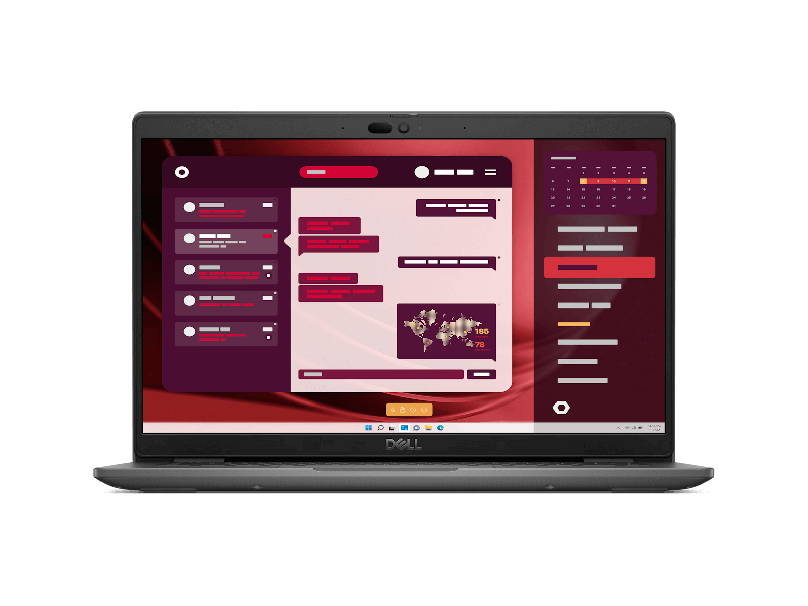 Dell laptop with dashboard interface